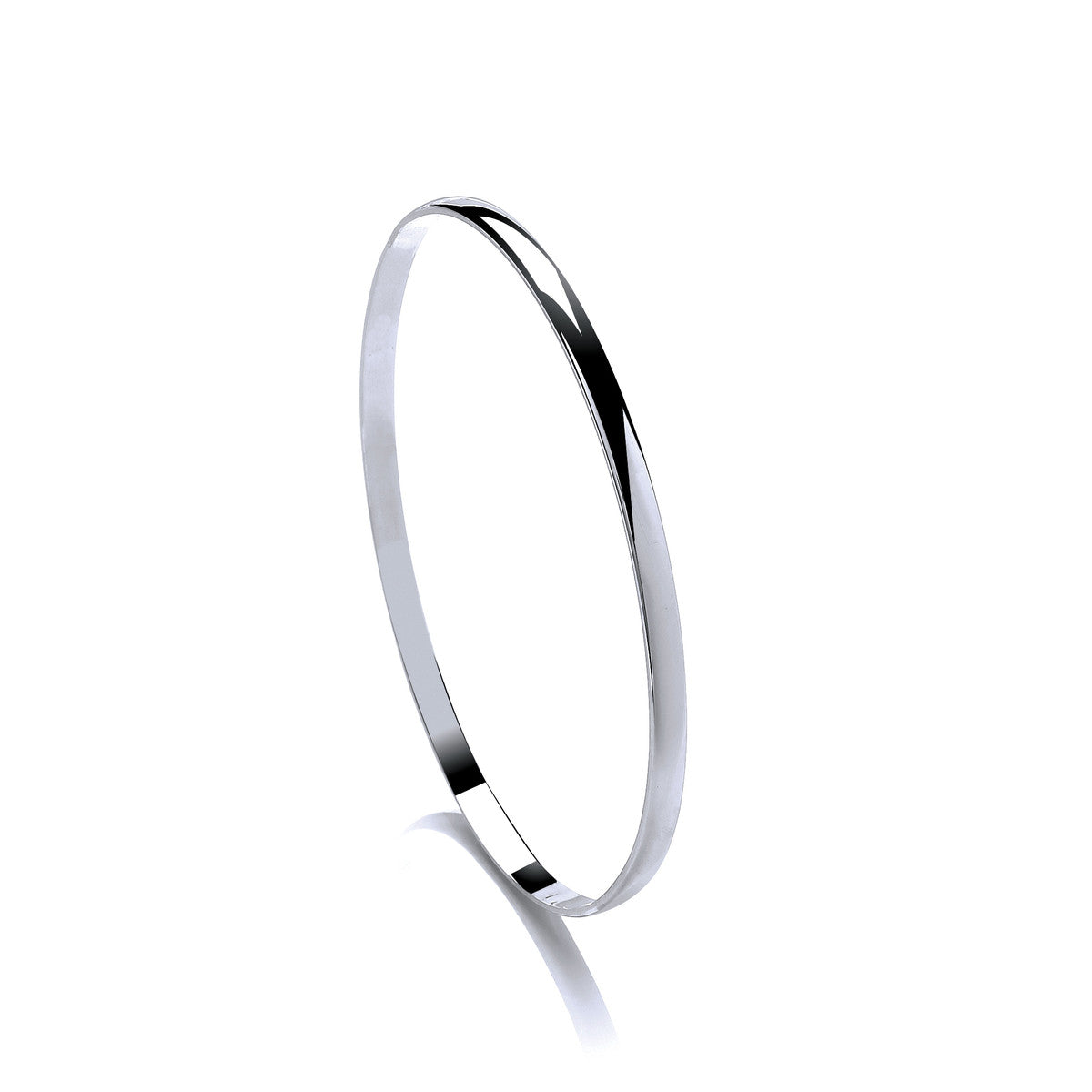 Simple Fine Round Sterling Silver Bangle