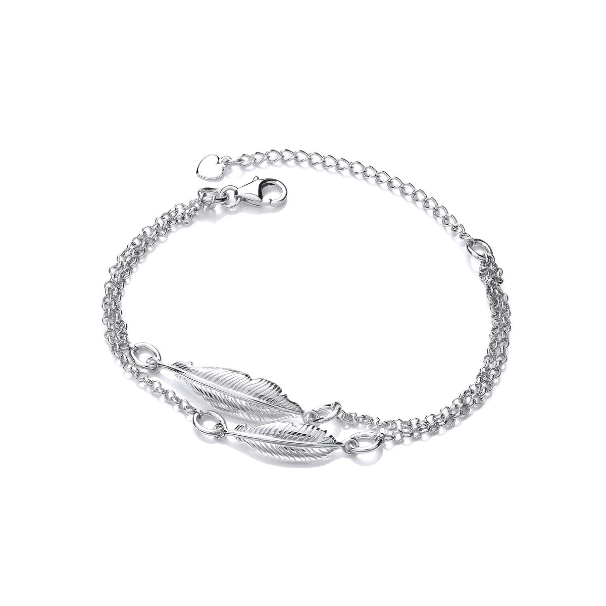 Silver Double Feather Spirit Bracelet