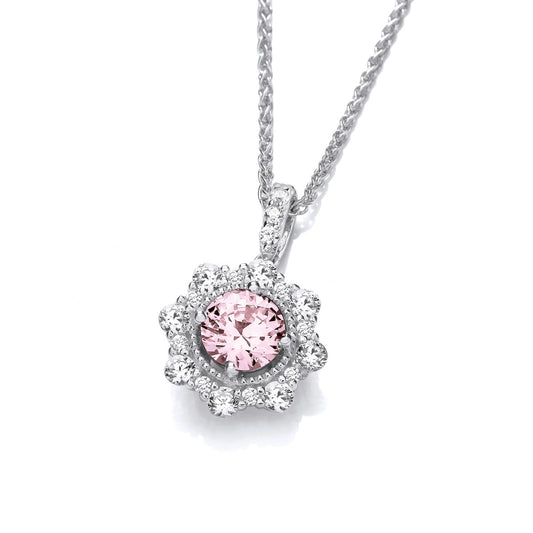 Pink Cubic Zirconia Stunning Pendant (With Chain)