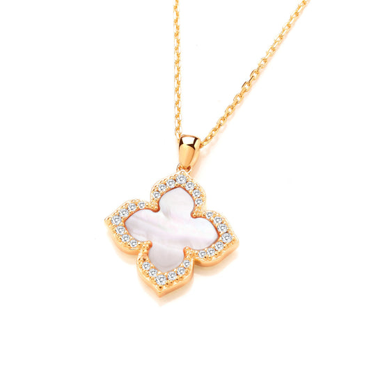 Vintage Mother of Pearl Clover Necklace